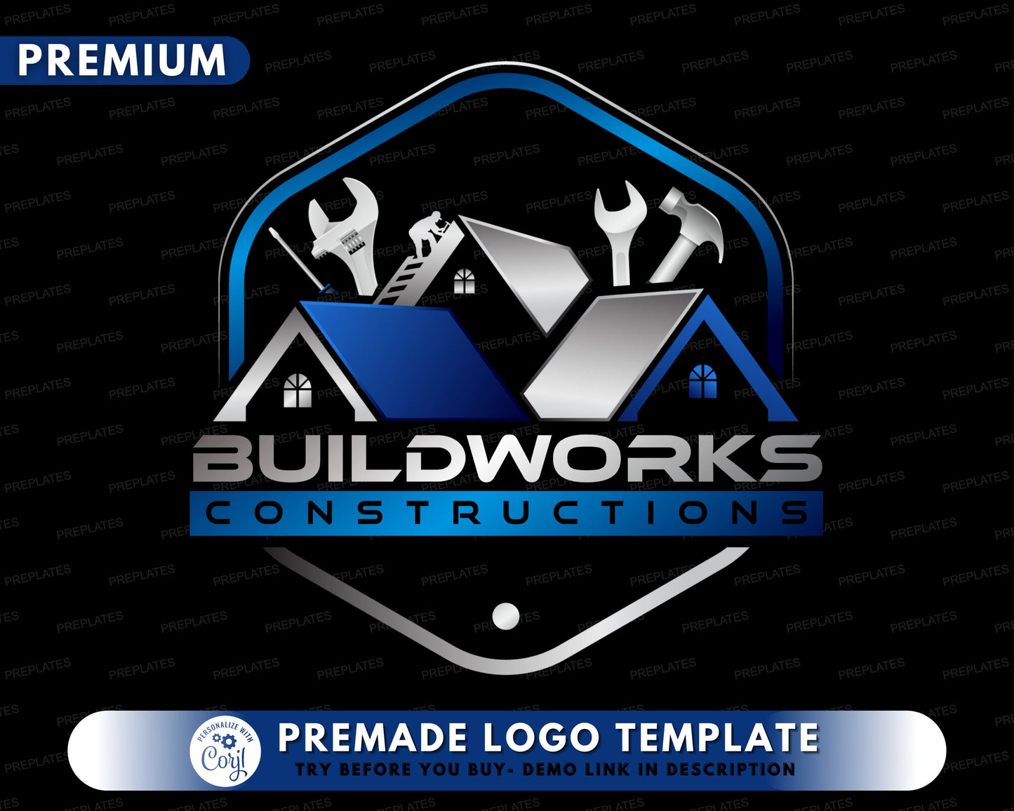 construction logo, diy logo design template, home builders logo, house improvement logo, contractor logo, premade roofing business logo