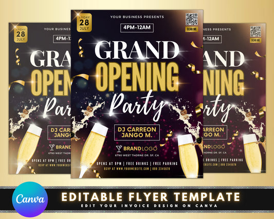 Grand Opening Flyer, Event Flyer, DIY Flyer Template Design, Party Invite Flyer, Business Launch Party Flyer, Celebration Social Media Flyer