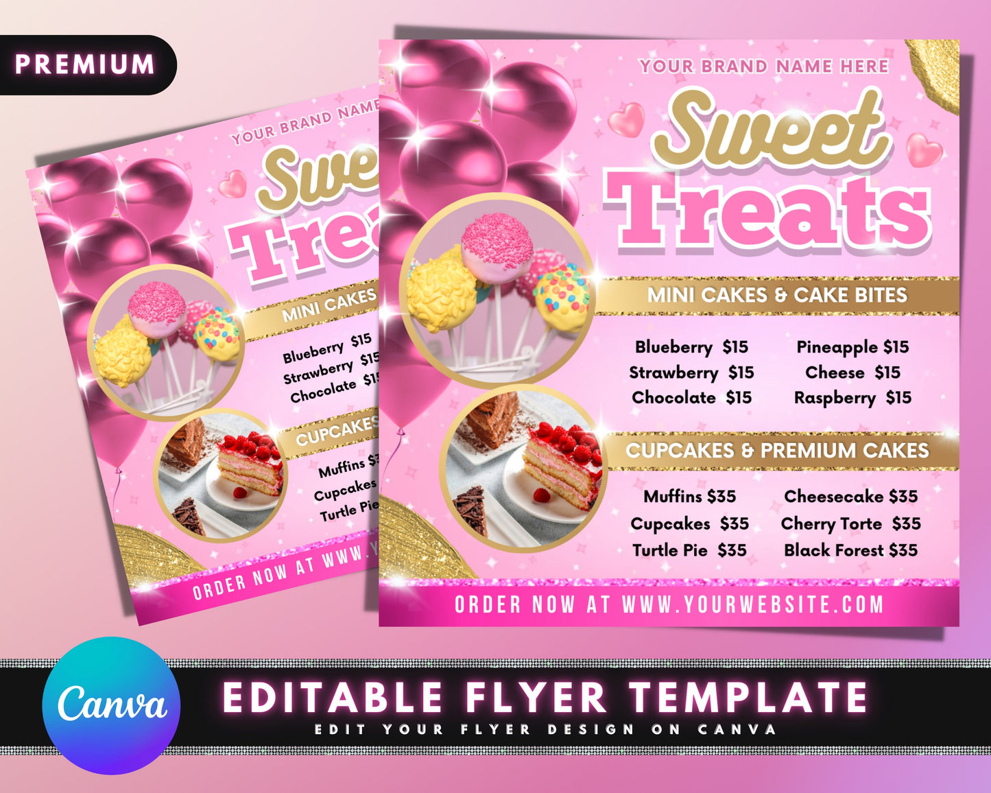 bakery flyer, diy flyer template design, tasty pastry flyer, sweet treats flyer, bake sale flyer, dessert flyer, premade cake business flyer