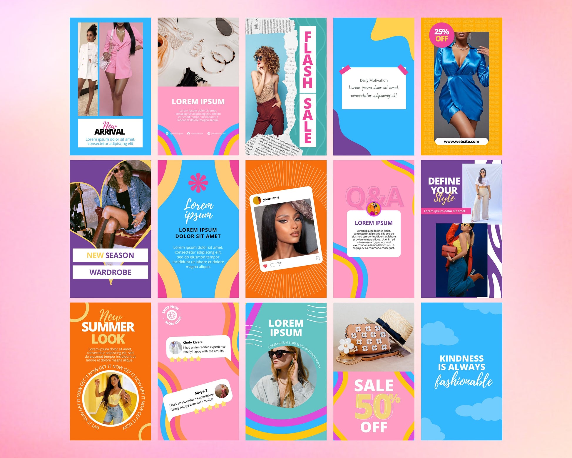 Colorful Social Media Post Bundle, DIY Template Design, Instagram Stories, Instagram Posts, Social Media Manager, Instagram Highlights