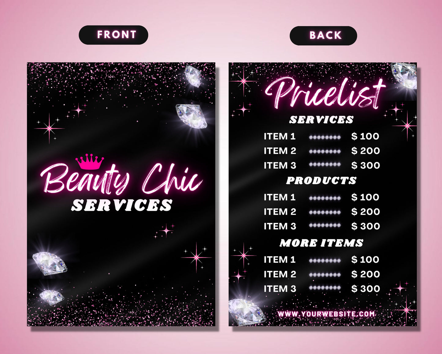 beauty service price list, diy flyer template design, business price list, pricing guide sheet, salon price list, premade product list sheet