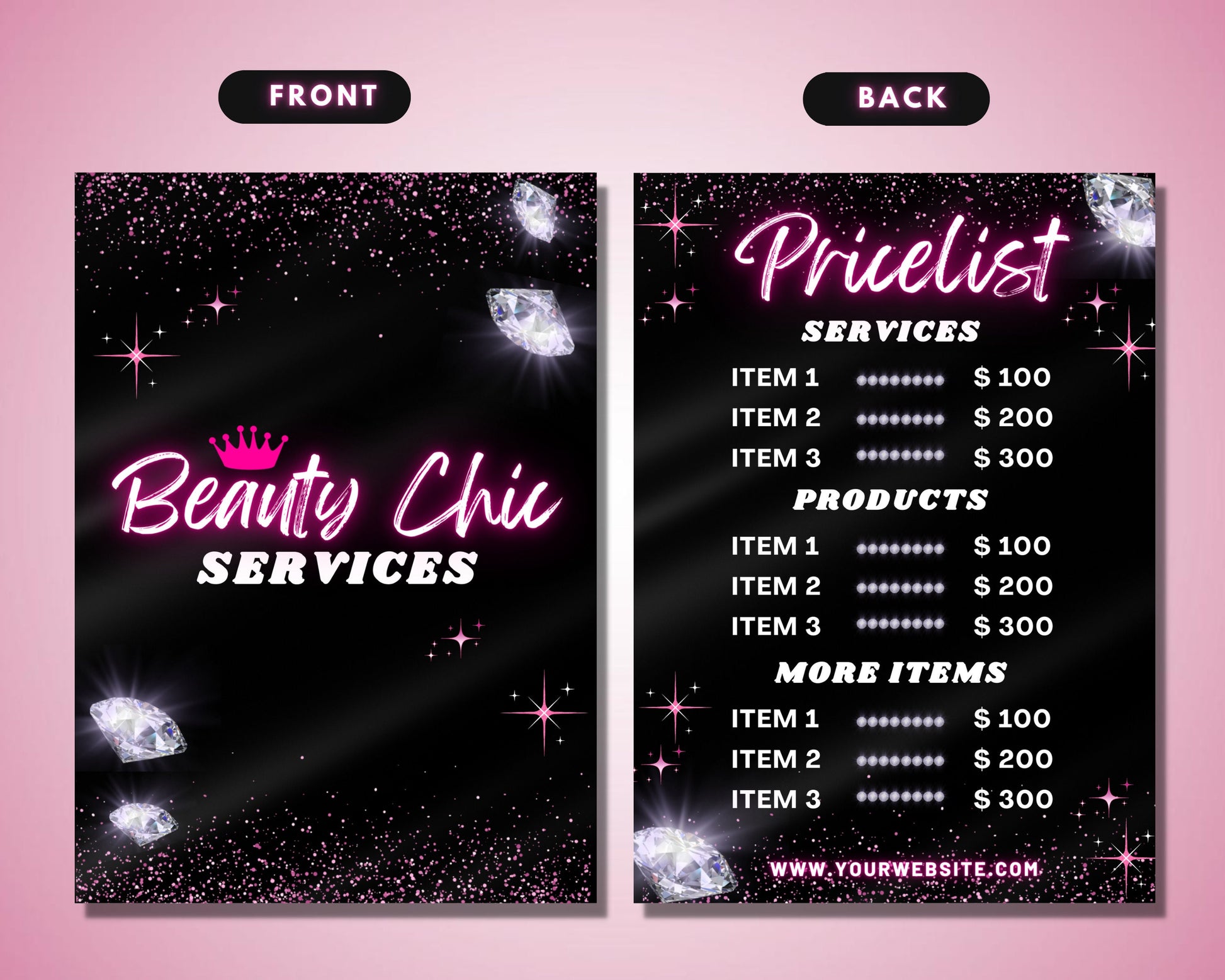 Beauty Service Price List, DIY Flyer Template Design, Business Price List, Pricing Guide Sheet, Salon Price List, Premade Product List Sheet