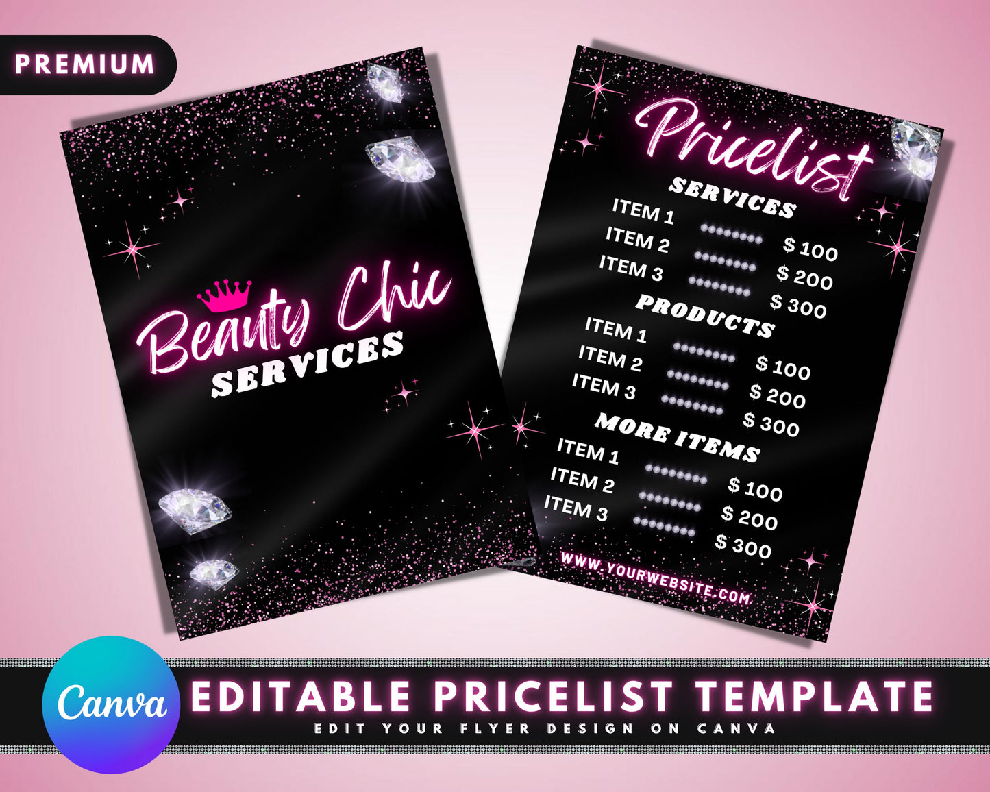 beauty service price list, diy flyer template design, business price list, pricing guide sheet, salon price list, premade product list sheet