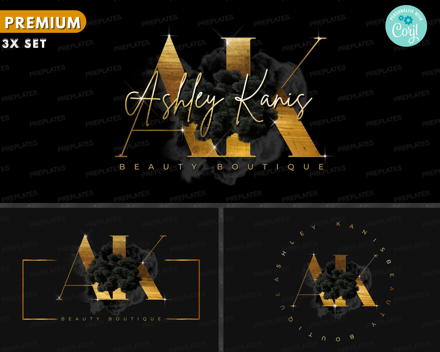 beauty logo, diy logo design template, boutique logo, salon business logo, nails lashes shop logo, gold black logo, premade signature logo