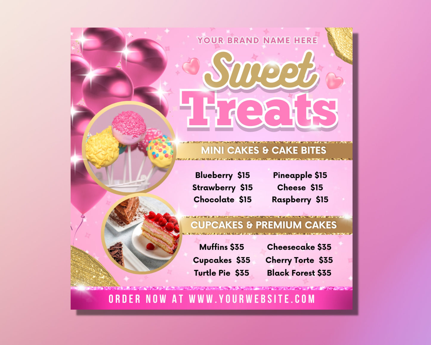 bakery flyer, diy flyer template design, tasty pastry flyer, sweet treats flyer, bake sale flyer, dessert flyer, premade cake business flyer