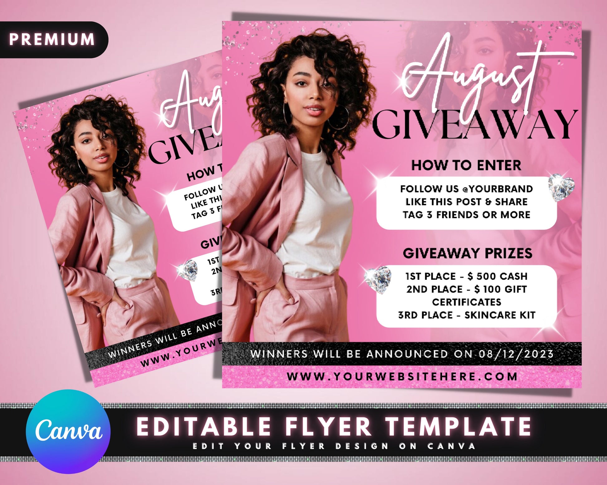 August Giveaway Flyer, DIY Flyer Template Design, August Lash Contest Flyer, Hair Raffle Ticket Event Flyer, Premade Social Media Post