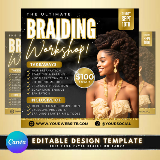 How to Braid, Braid Training, Hair Braiding Flyer