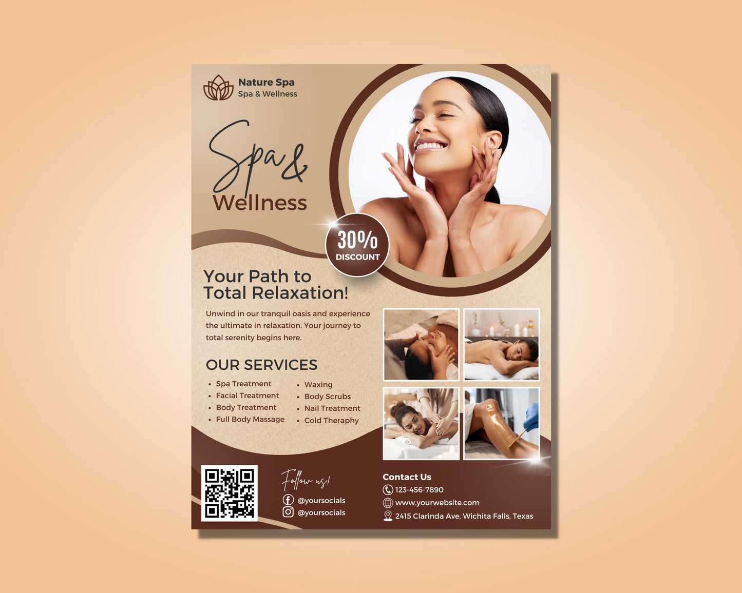 body treatment, esthetician flyer