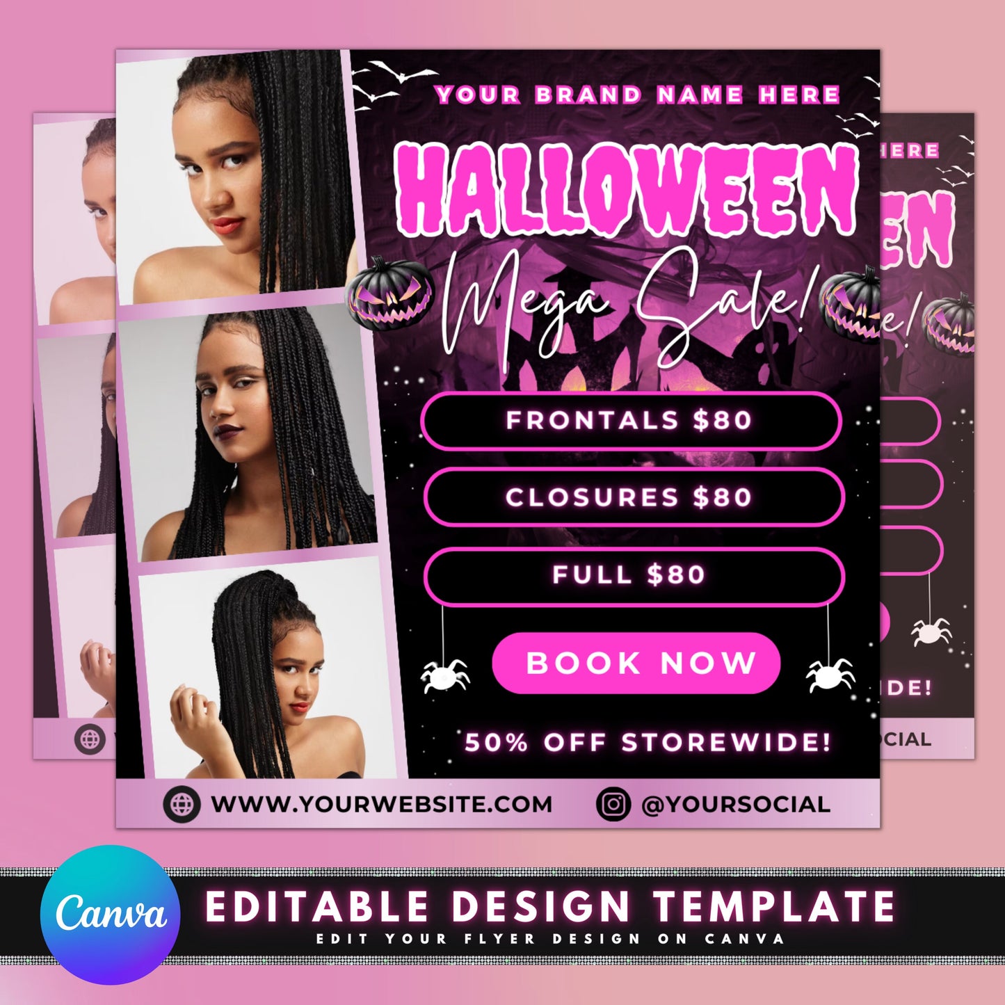 halloween sale hair flyer beauty flyer discounts costumes candy decorations parties haunted houses tricks or treats