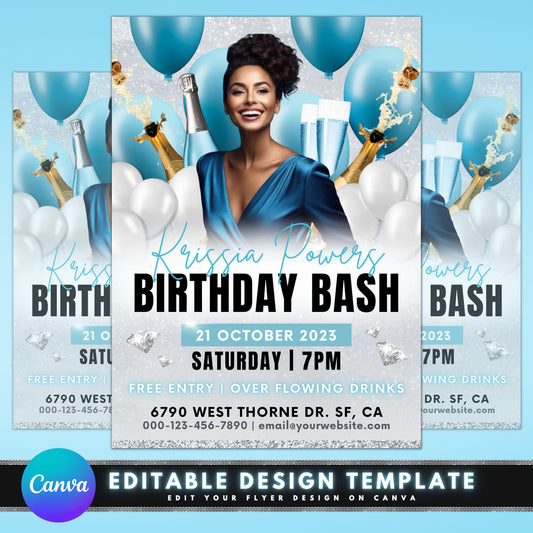 Birthday Bash Party Club Party Nightclub Nightlife Music Free Drinks Celebration Special Occasion VIP Event Flyer