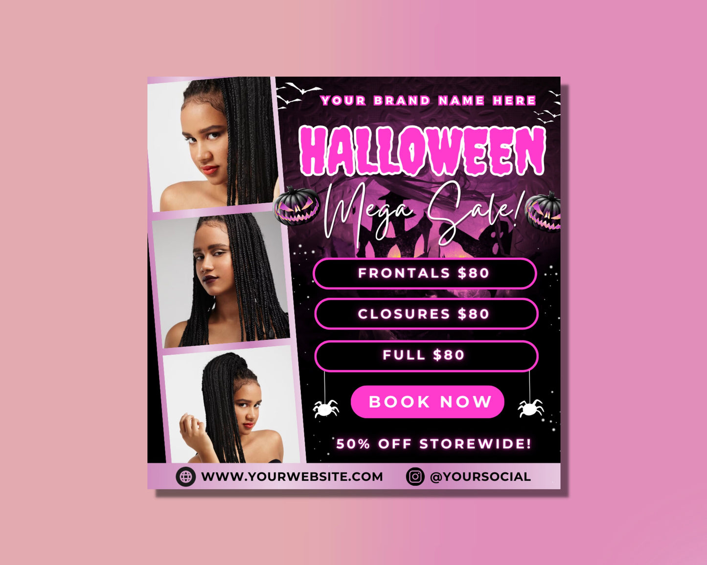 halloween sale hair flyer beauty flyer discounts costumes candy decorations parties haunted houses tricks or treats