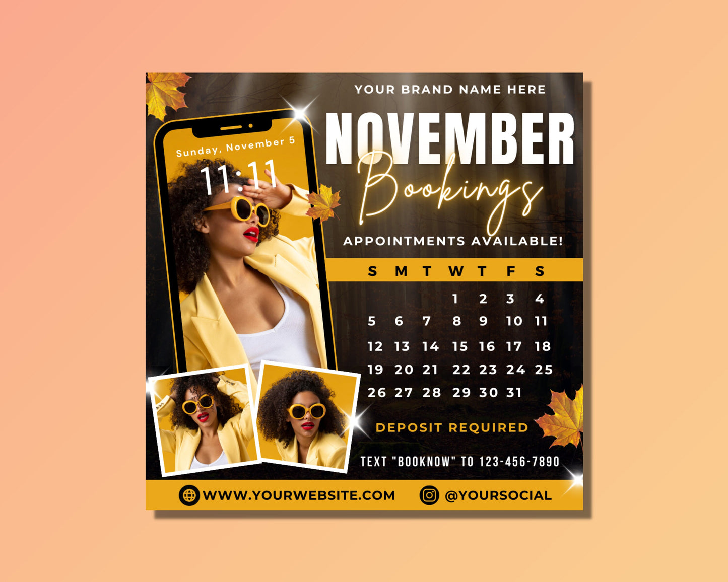 november beauty booking appointments hair makeup nails skin facials massages