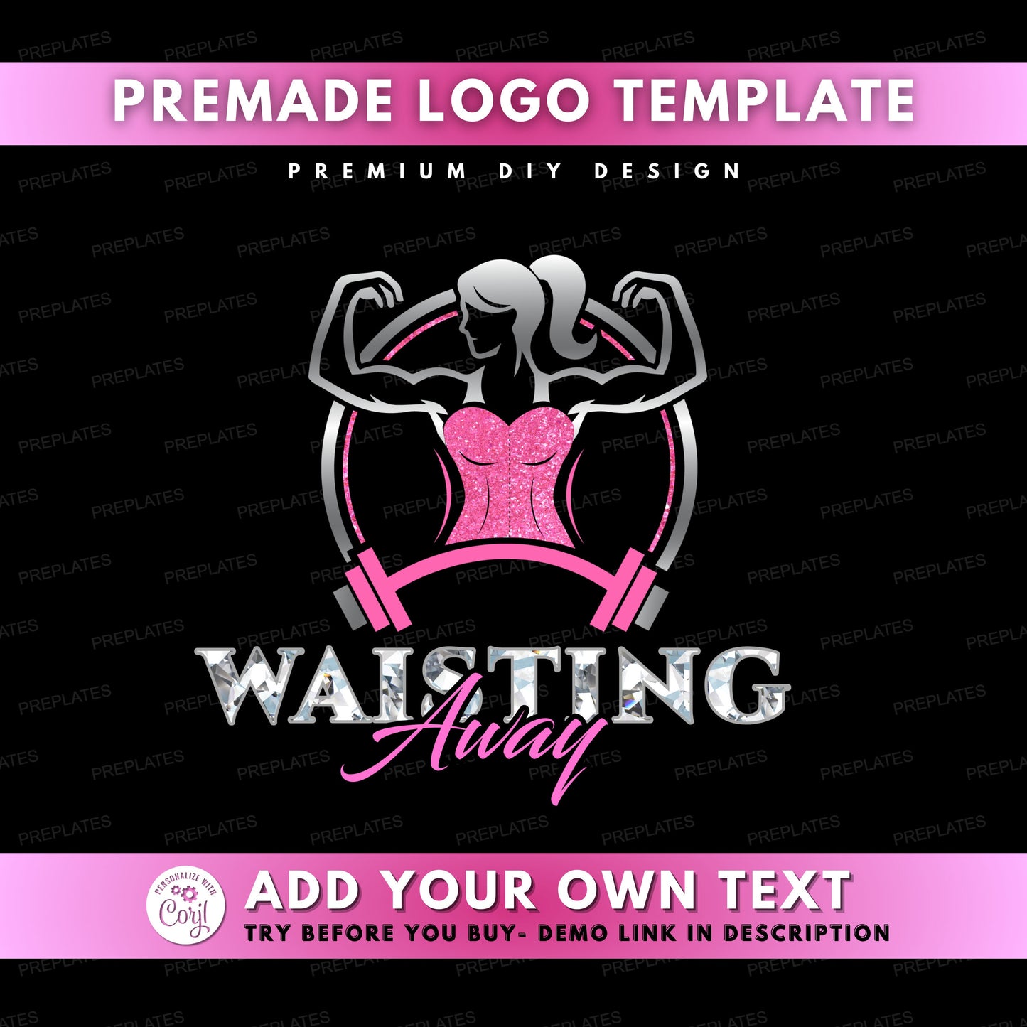 waist trainer logo body sculpting logo weight loss logo fitness logo shapewear logo curves hourglass figure snatched waist sand clock figure corset cincher girdle