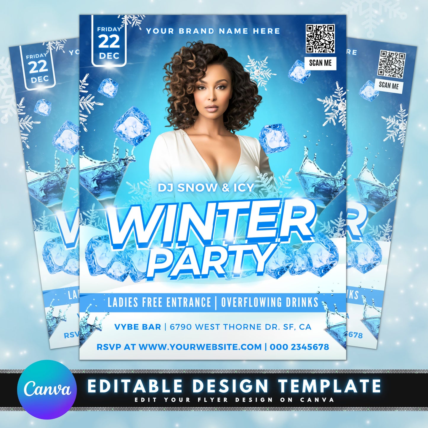 winter party dj event flyer template music dance party fun excitement celebration entertainment nightlife