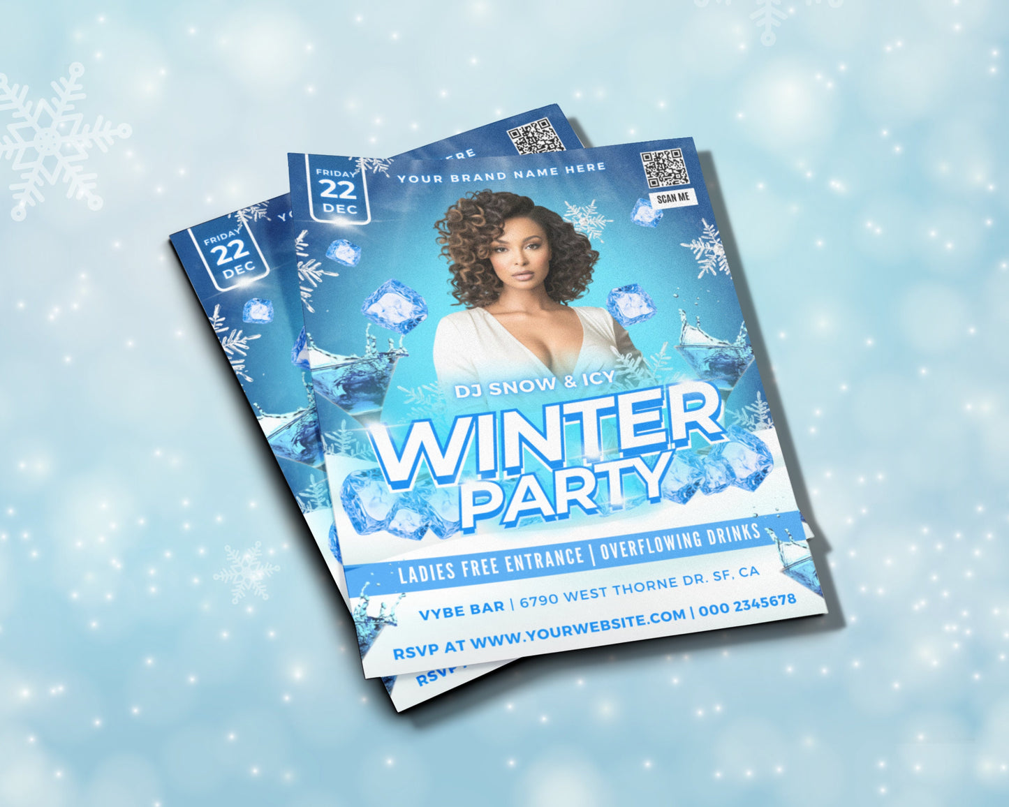 winter party dj event flyer template music dance party fun excitement celebration entertainment nightlife