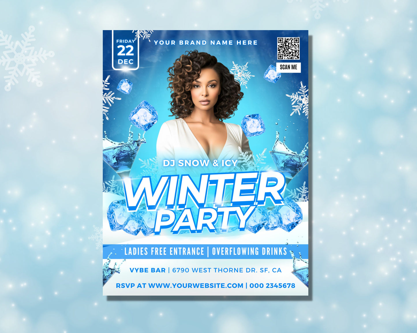 winter party dj event flyer template music dance party fun excitement celebration entertainment nightlife