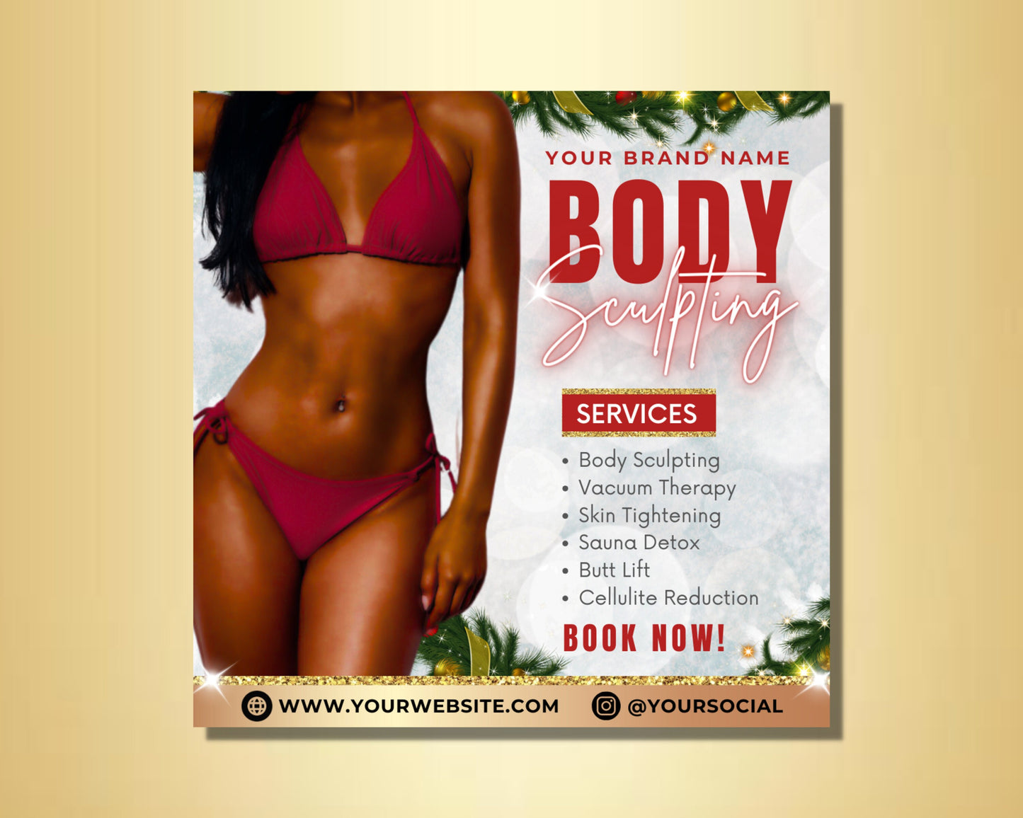 body contouring christmas gift yourself special offer limited time look your best for the holidays achieve the body you&#39;ve always wanted non-invasive painless safe and effective body sculpting butt lift cellulite reduction body spa sauna detox