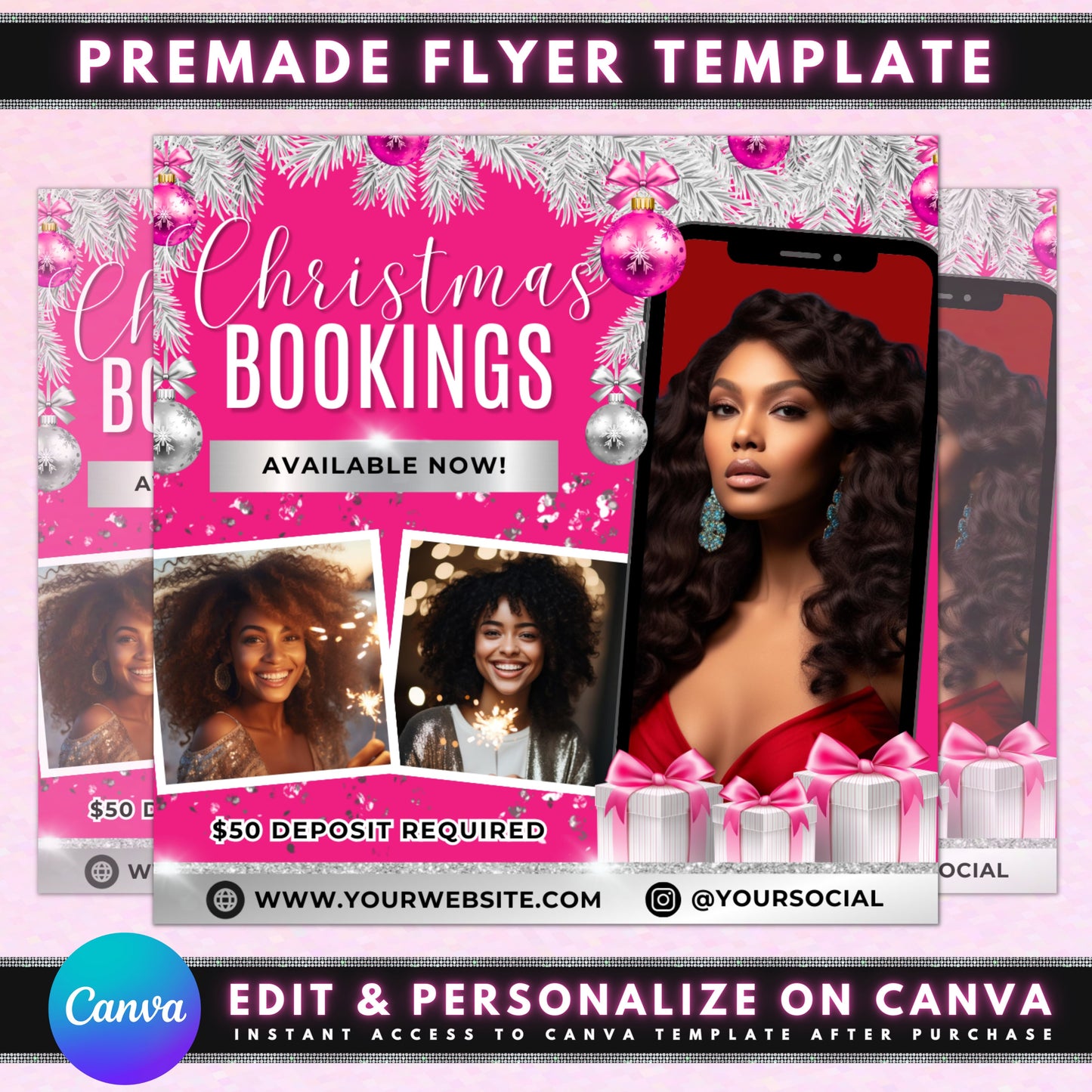 christmas bookings beauty flyer template appointments hair makeup nails skin facials massages waxinghair styling hair coloring makeup application nail art gel nails acrylic nails manicures pedicures special offers discounts promotions