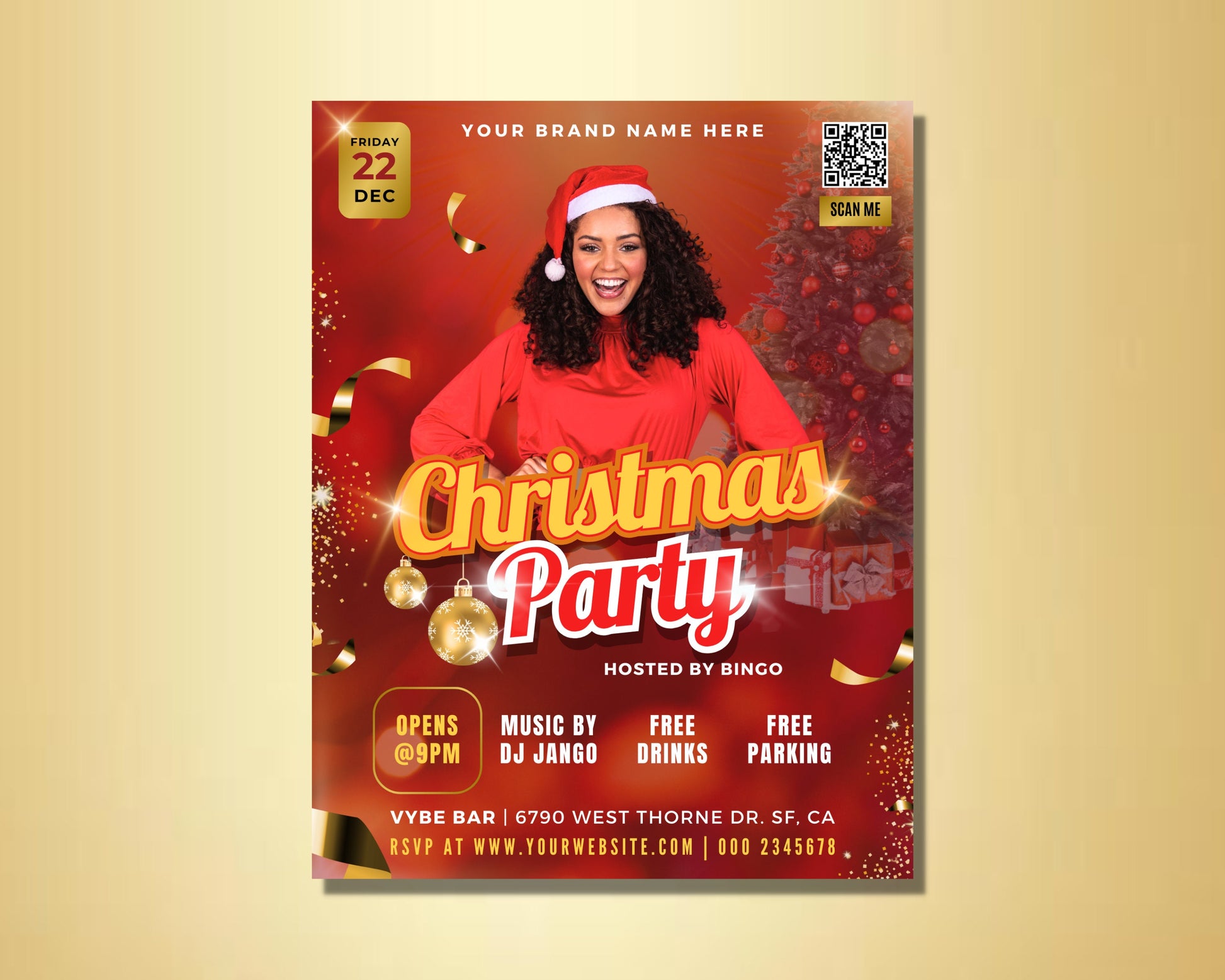 Christmas Events Party Flyer Template Celebration Festive Holiday Joy Merriment Cheer Spirit Christmas Party Office Party Holiday Party Family Gathering Friends Gathering Christmas Dinner