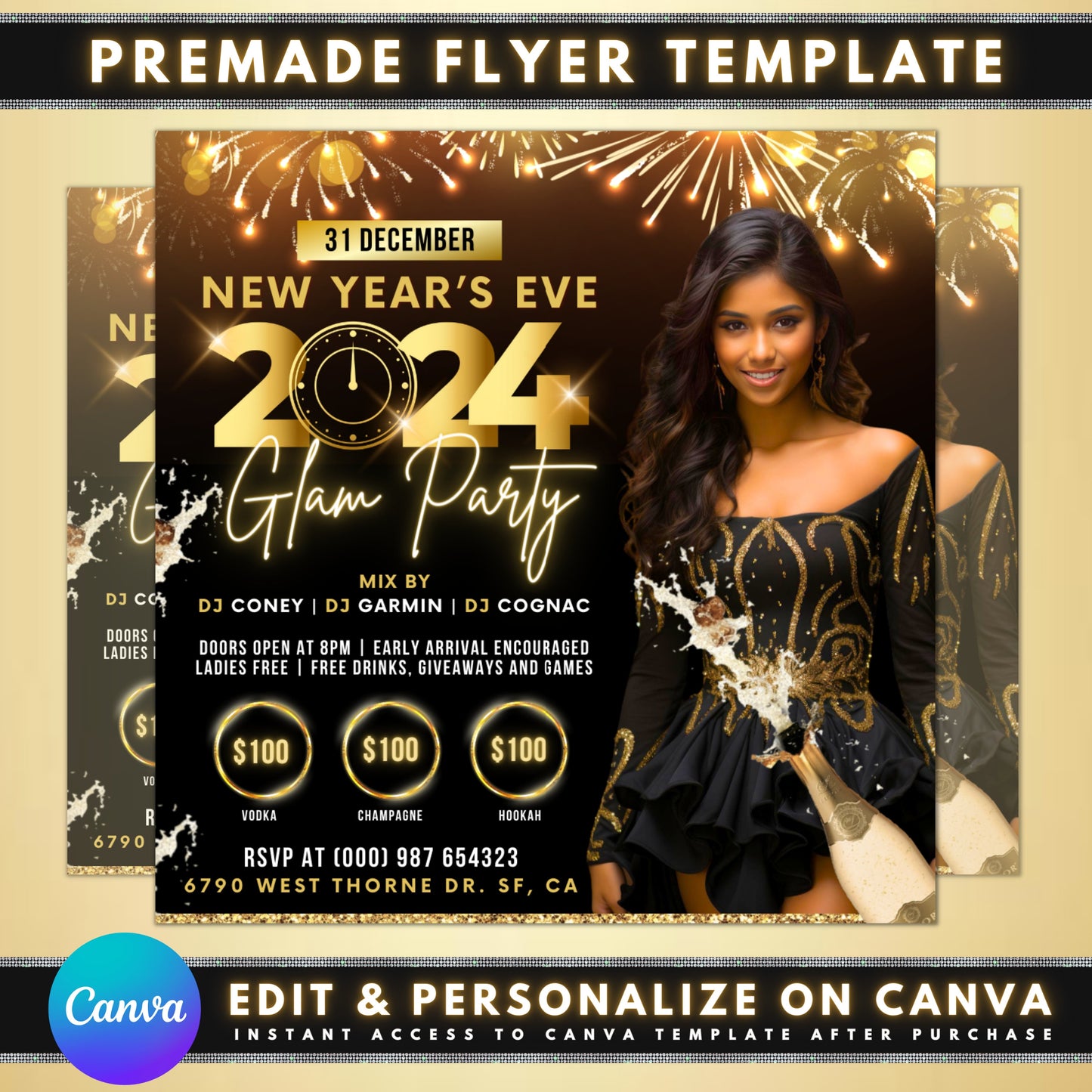 new year&#39;s eve party celebration countdown fireworks champagne dancing music fun excitement glitter countdown live music dj dancing open bar fireworks show 2024 (the new year!) #nye