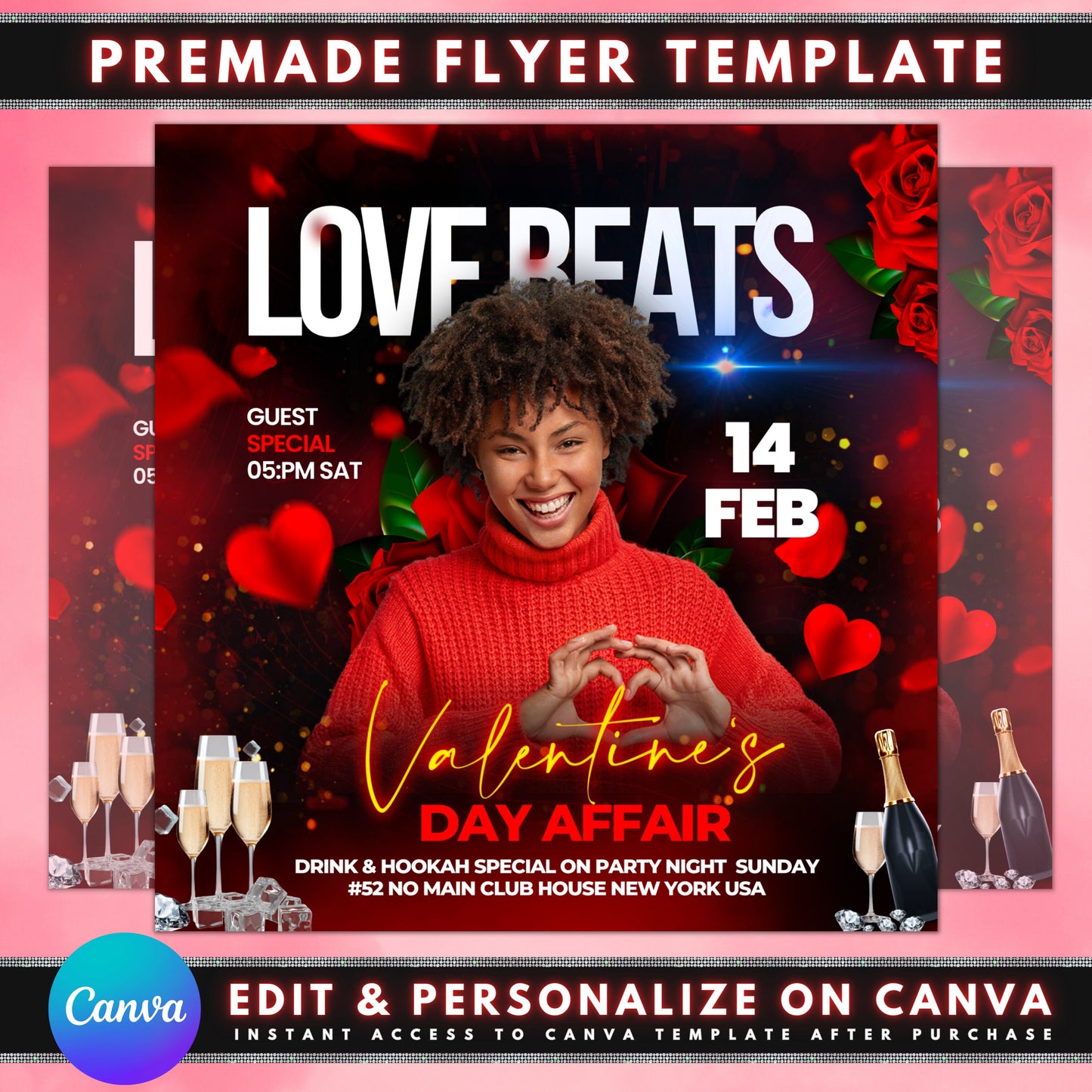 party flyer love is in the air! celebrate your sweetheart valentine&#39;s bash spread the love & dance the night away! love-themed games & prizes! live music & romantic tunes! dance floor for lovebirds & singles! dress to impress