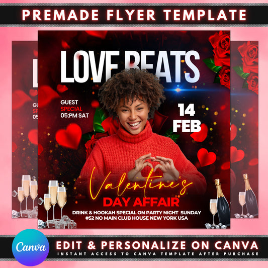 Party Flyer Love is in the Air! Celebrate Your Sweetheart Valentine&#39;s Bash Spread the Love & Dance the Night Away! Love-Themed Games & Prizes! Live Music & Romantic Tunes! Dance Floor for Lovebirds & Singles! Dress to Impress