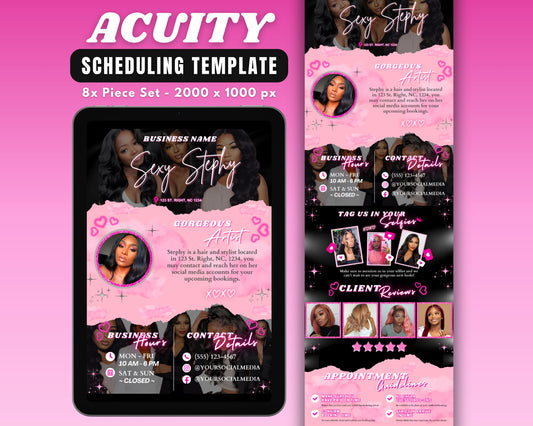 Hair Stylist Acuity Appointment Template, DIY Acuity Template Design, Hair Stylist Website, Beauty Scheduling, Premade Hair Stylist Branding