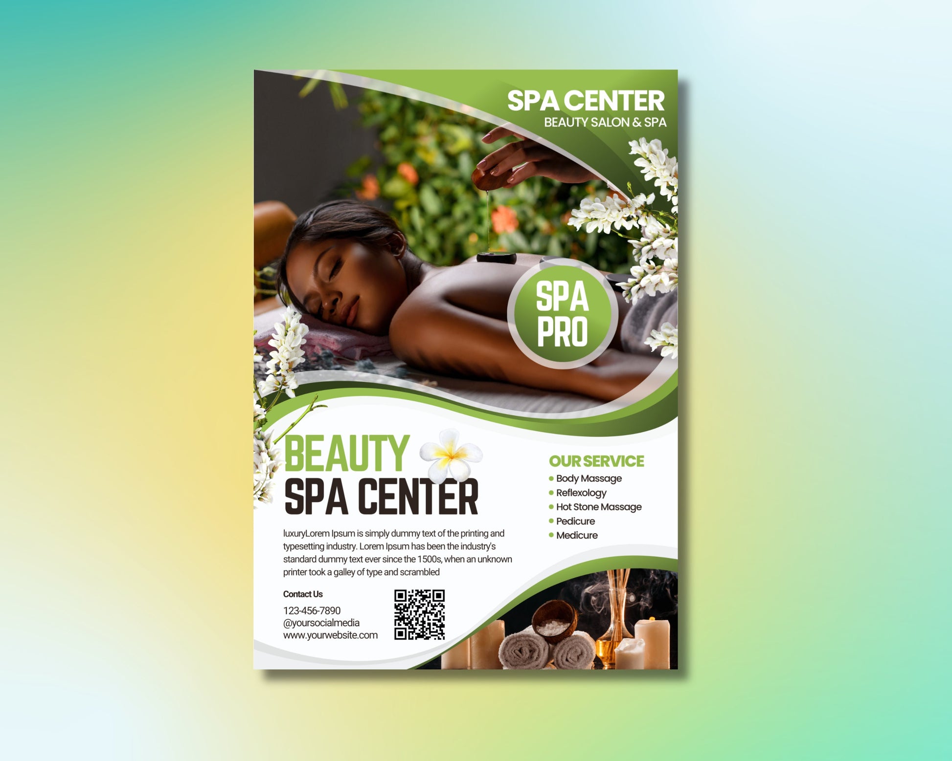 Spa Center Flyer, DIY Flyer Template Design, Body Treatment Flyer, Facial Treatment Flyer, Beauty Wellness Flyer, Premade Esthetician Flyer