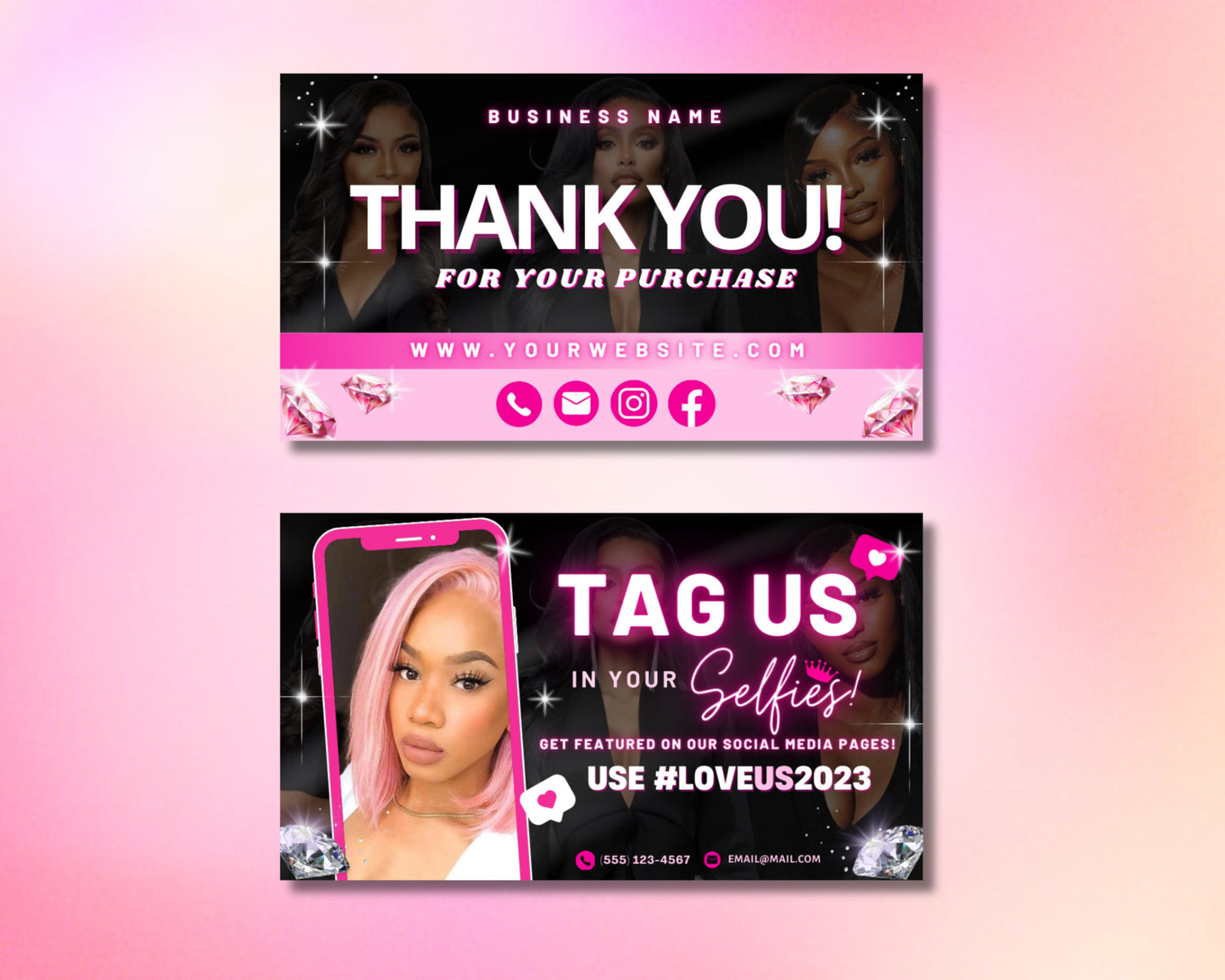 thank you! we appreciate your business! we loved having you! looking forward to your next visit! your satisfaction is our priority! thank you for choosing us! your trust means the world to us! let us pamper you again soon! tag us selfie card