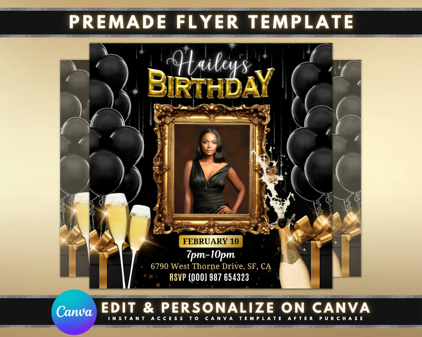 birthday party flyer, diy flyer template design, birthday girl party invites flyer, birthday night party event flyer, celebration rsvp flyer