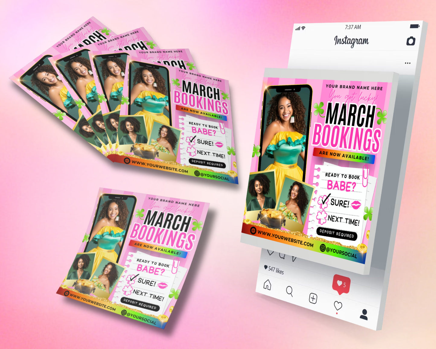 spring beauty march bookings beauty flyer flyer template st. patricks day promo march specials limited-time offers pamper yourself haircuts and styles coloring skin treatments makeup waxing nails facials massages body treatments spring makeup trends