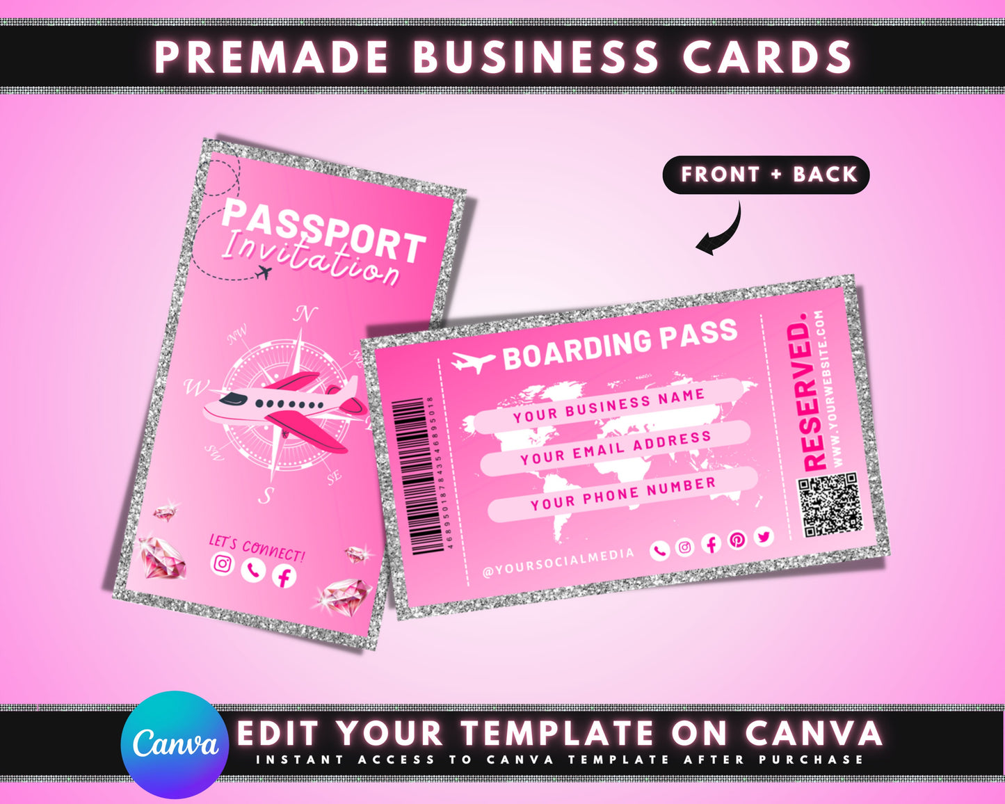 passport-sized bi-fold landscape orientation rounded corners professional sophisticated modern unique executive creative boarding pass layout ticket stub flight information eye-catching conversation starter memorable stands out from the crowd