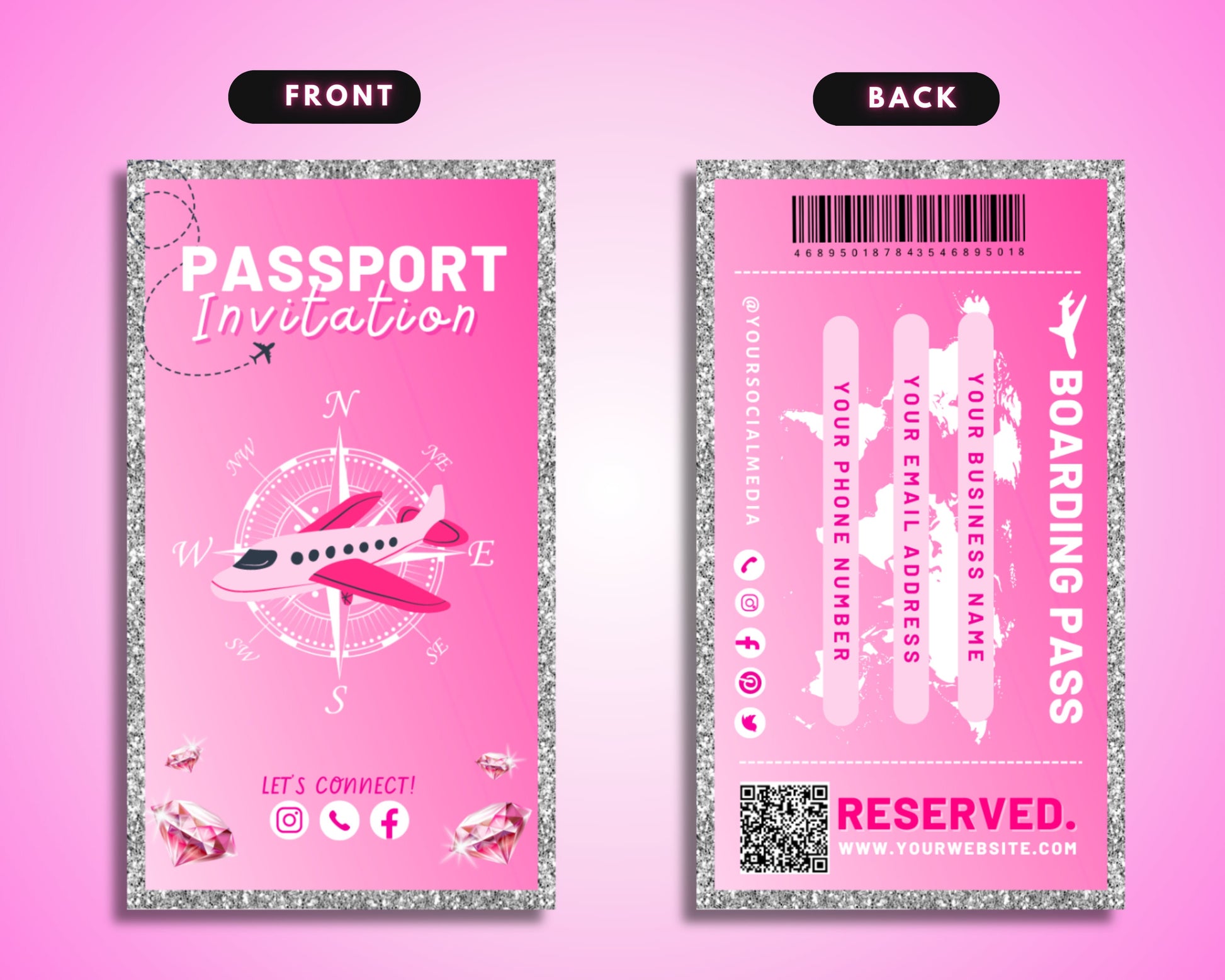 Passport-sized Bi-fold Landscape orientation Rounded corners Professional Sophisticated Modern Unique Executive Creative Boarding Pass Layout Ticket Stub Flight Information Eye-catching Conversation Starter Memorable Stands Out From The Crowd