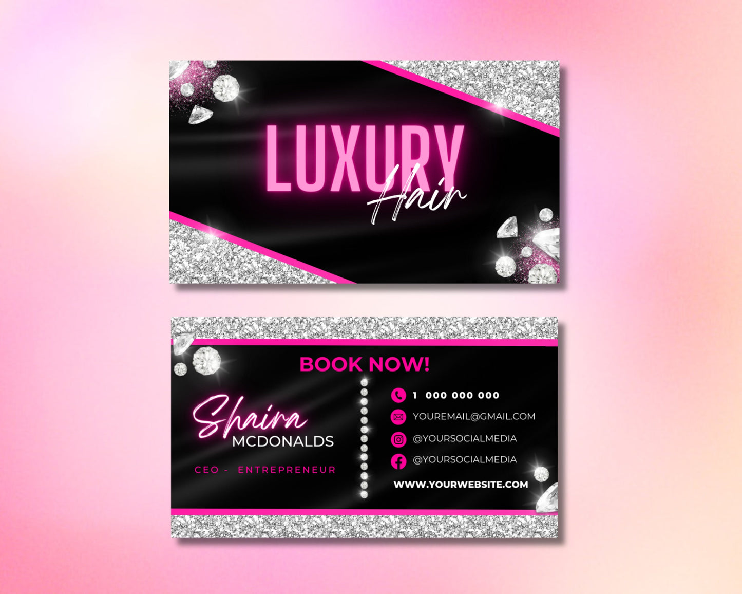 hairstylist hairstylist business card salon business card beauty business card hair services hair styling business modern elegant minimalist creative playful feminine name contact information website social media salon information services offered