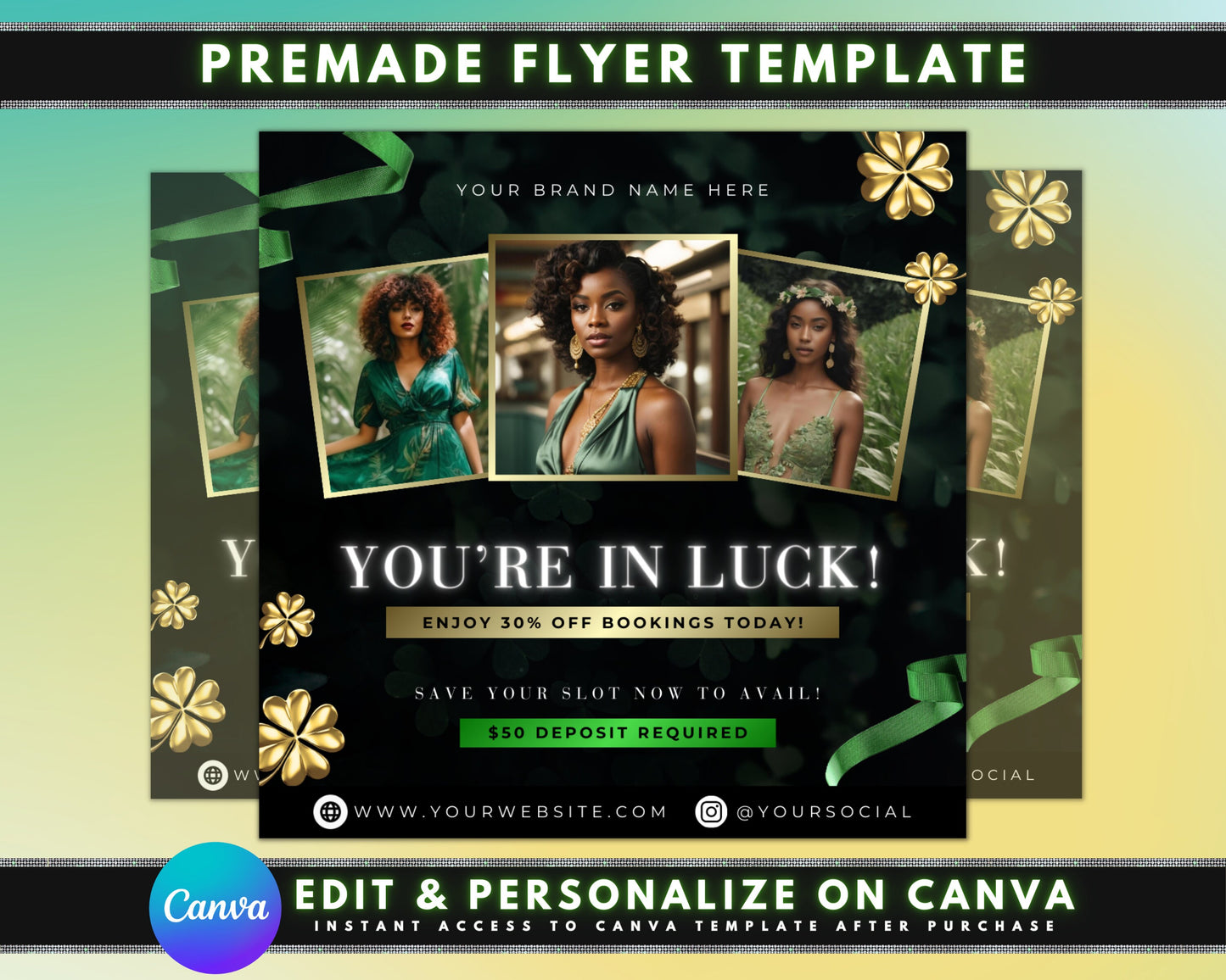 spring beauty march bookings beauty flyer flyer template st. patricks day promo march specials limited-time offers pamper yourself haircuts and styles coloring skin treatments makeup waxing nails facials massages body treatments spring makeup trends