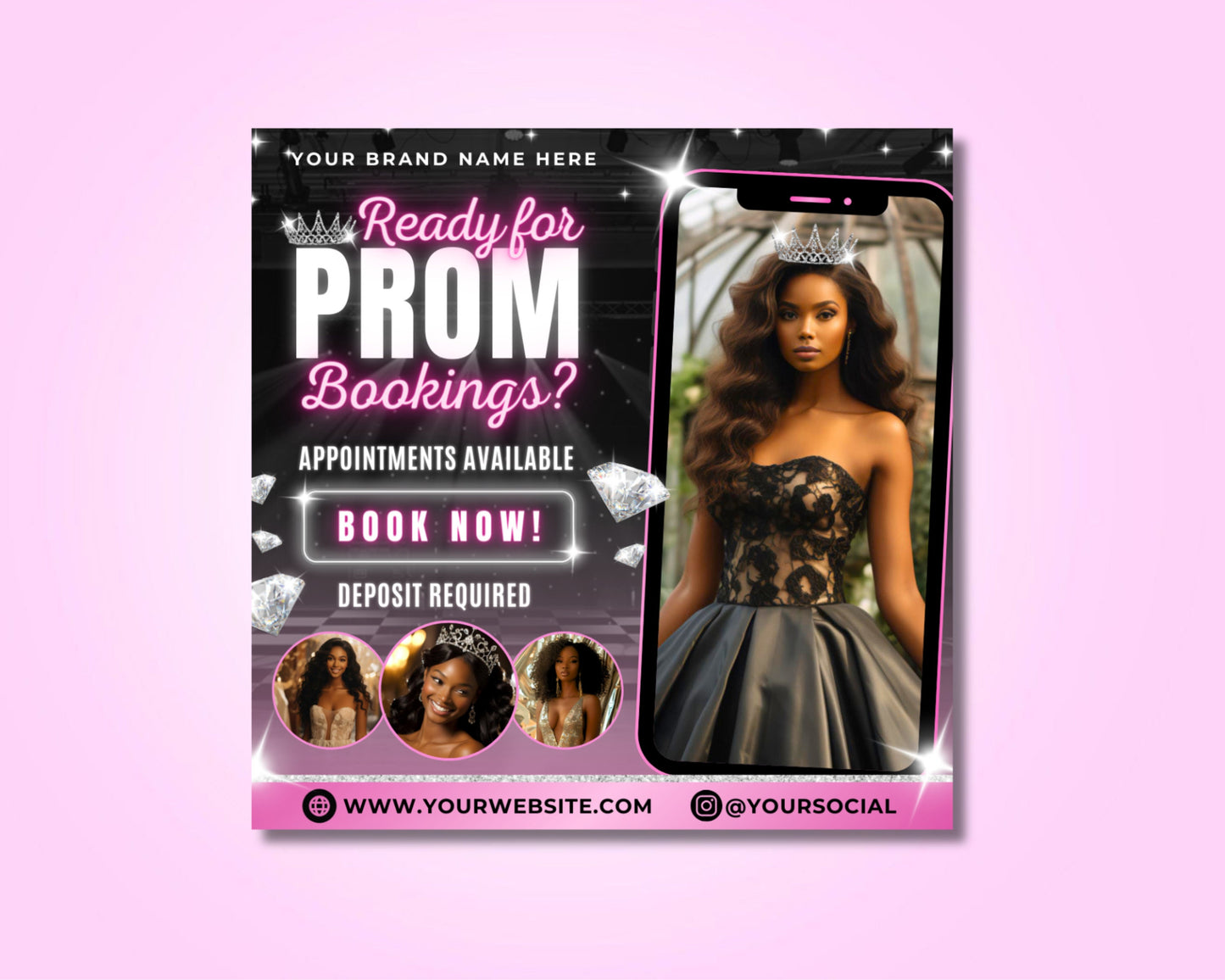 prom hair & makeup prom makeover prom night ready be the star of prom updos & braids formal hairstyling makeup application lashes & skincare group bookings booking special package deals mention this flyer for a discount limited spots available