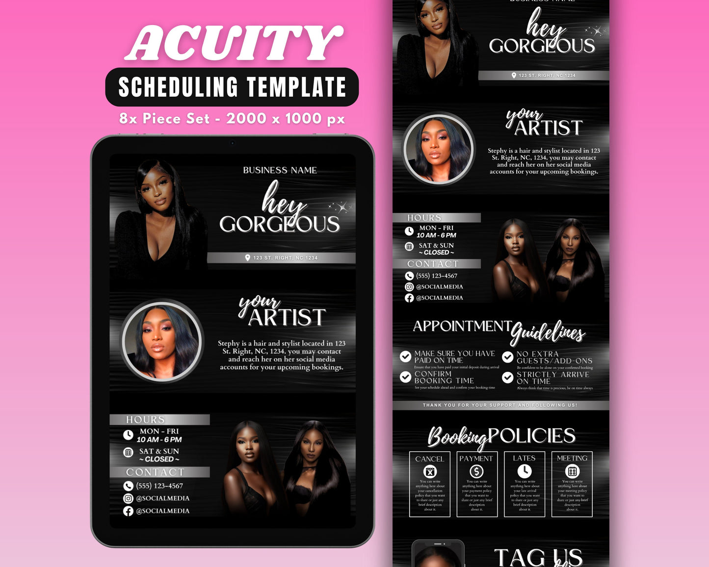 online booking appointment scheduling 24/7 availability convenient scheduling reminders cancellation policy payment processing secure booking professional design easy to use salon haircut color style cut lash hairstylist extensions treatment