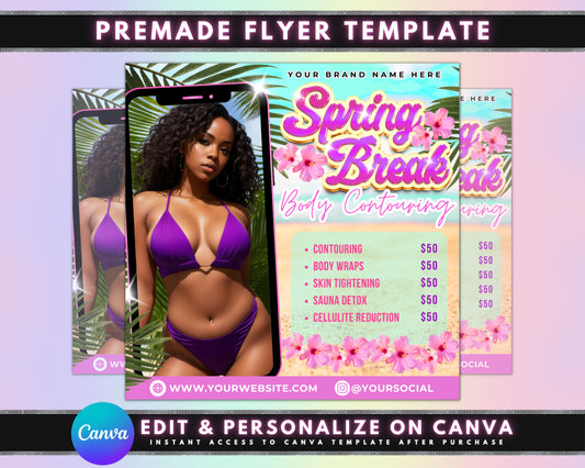 Spring Break Body Contouring Beach Body Ready Summer Shape Up Look Your Best Non-surgical Pain-free Fast results Confidence boost Sculpting Smoothing Toning Cellulite reduction Fat reduction Inches lost Safe Effective Affordable Professionals