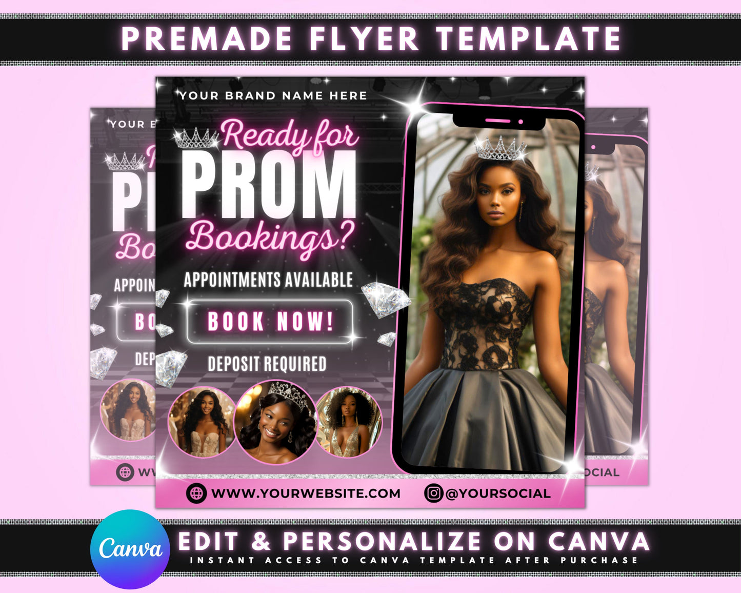 prom hair & makeup prom makeover prom night ready be the star of prom updos & braids formal hairstyling makeup application lashes & skincare group bookings booking special package deals mention this flyer for a discount limited spots available