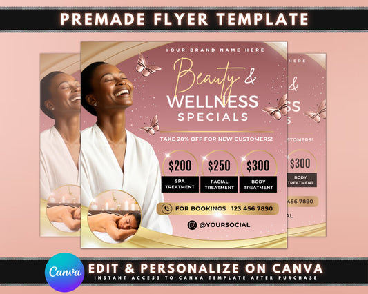 Spa Flyer Beauty Spa Flyer Wellness Spa Flyer Relaxation Rejuvenation Tranquility Stress Relief Massage Facials Body Treatments Hair Removal Manicures & Pedicures Skincare Products Special Offers Gift Certificates Packages New Clients Welcome