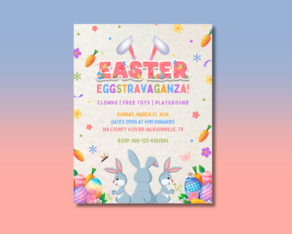 Easter Party Easter Celebration Spring Fling Egg Hunt Brunch Family Fun Fun for All Ages Egg Decorating Egg Hunt Games Crafts Face Painting Live Music Easter Egg Treats Candy Eggcellent Easter Fun Day Eggstravaganza Treats & Games Prizes