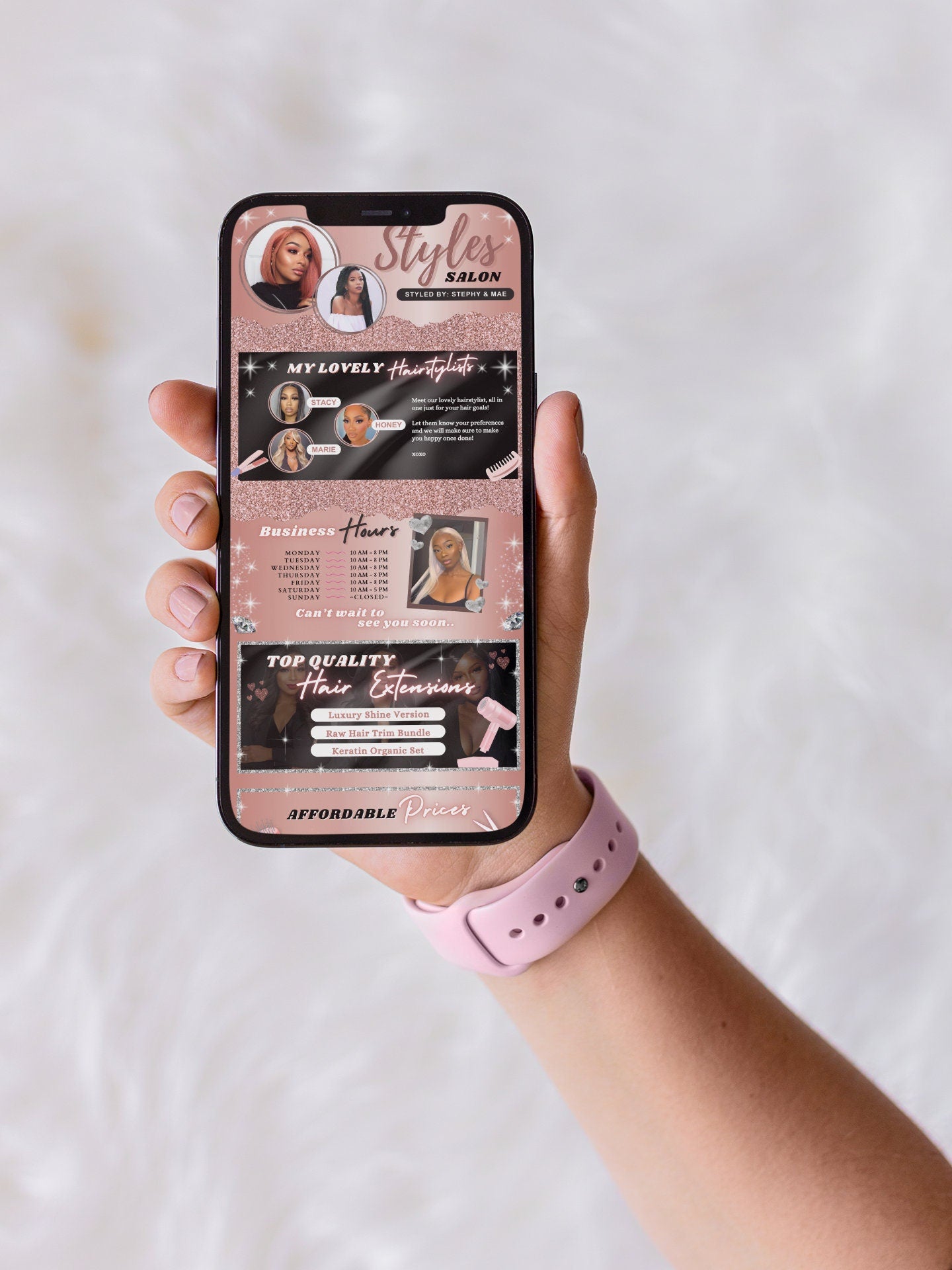 hair salon acuity template rose gold web design hair colorist hairstyling services hair extensions beauty salon hair salon spa makeup artist nail salon acuity scheduling template acuity website template appointment booking template premade designs