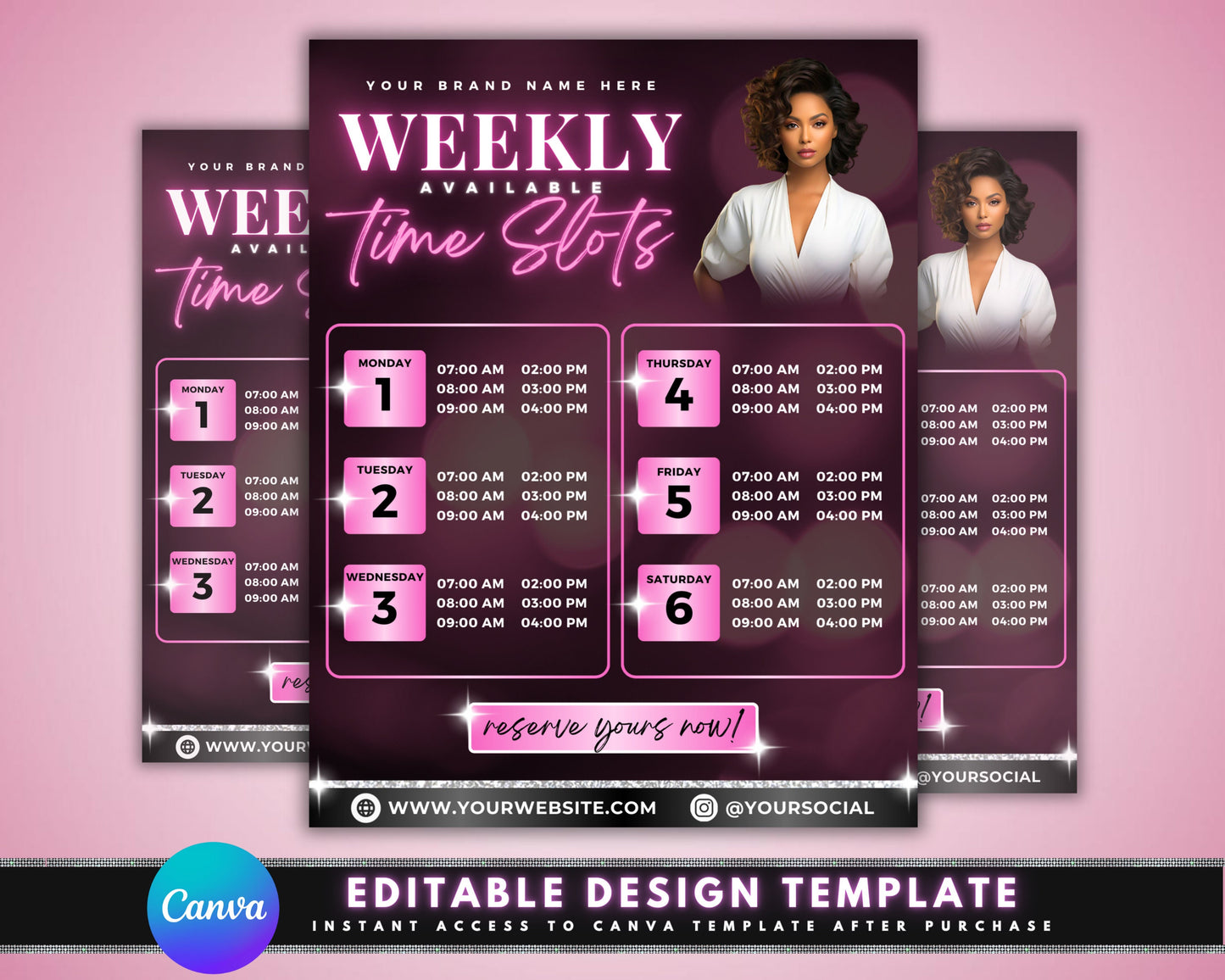 weekly time slots booking flyer template appointment booking schedule your session don&#39;t miss out bookings coaching sessions consulting appointments training slots meeting availability limited availability flexible scheduling easy booking