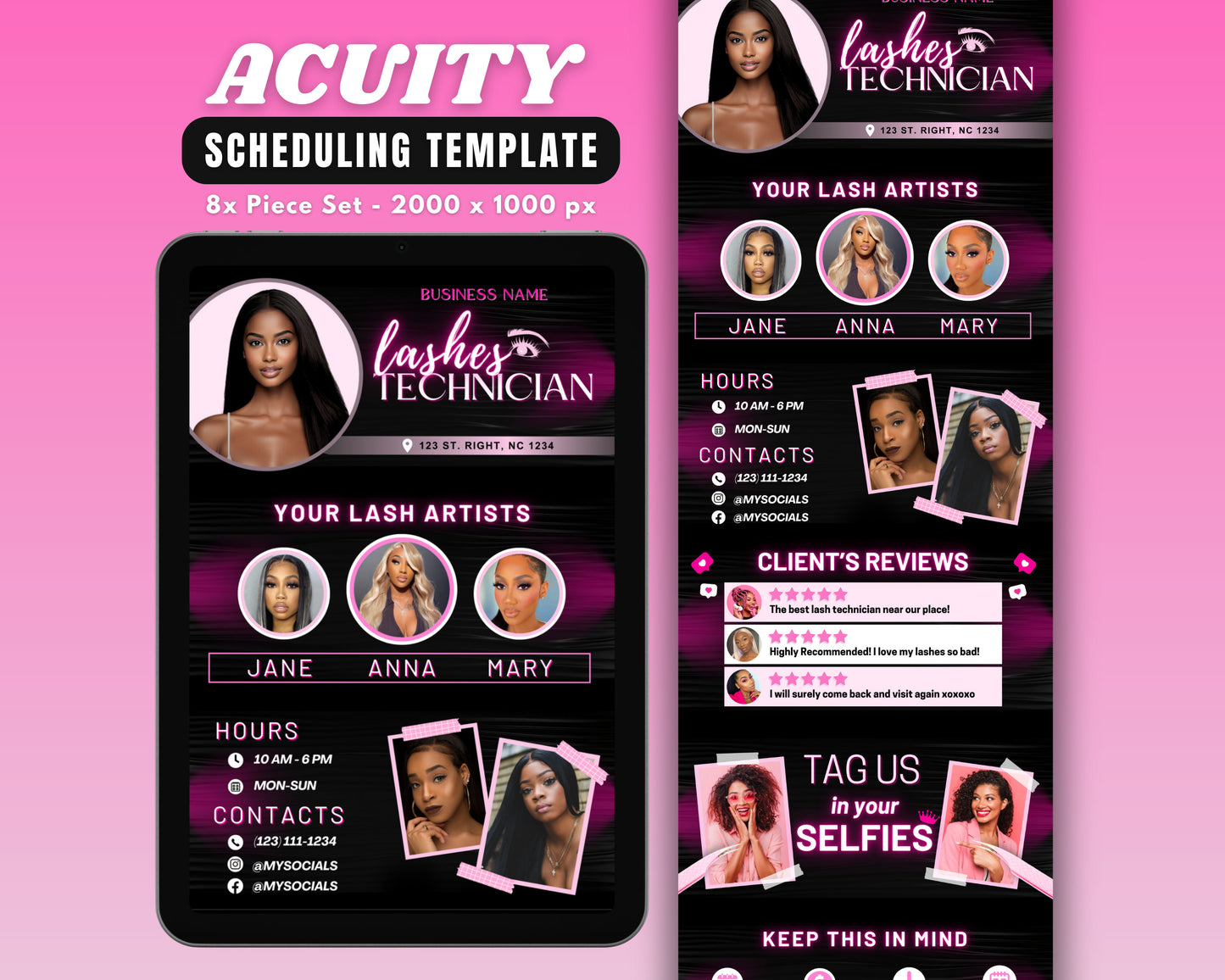 hair salon acuity template pink and black web design lash artist hairstyling services hair extensions beauty salon nail salon spa makeup artist acuity acuity scheduling template acuity website template appointment booking template premade designs