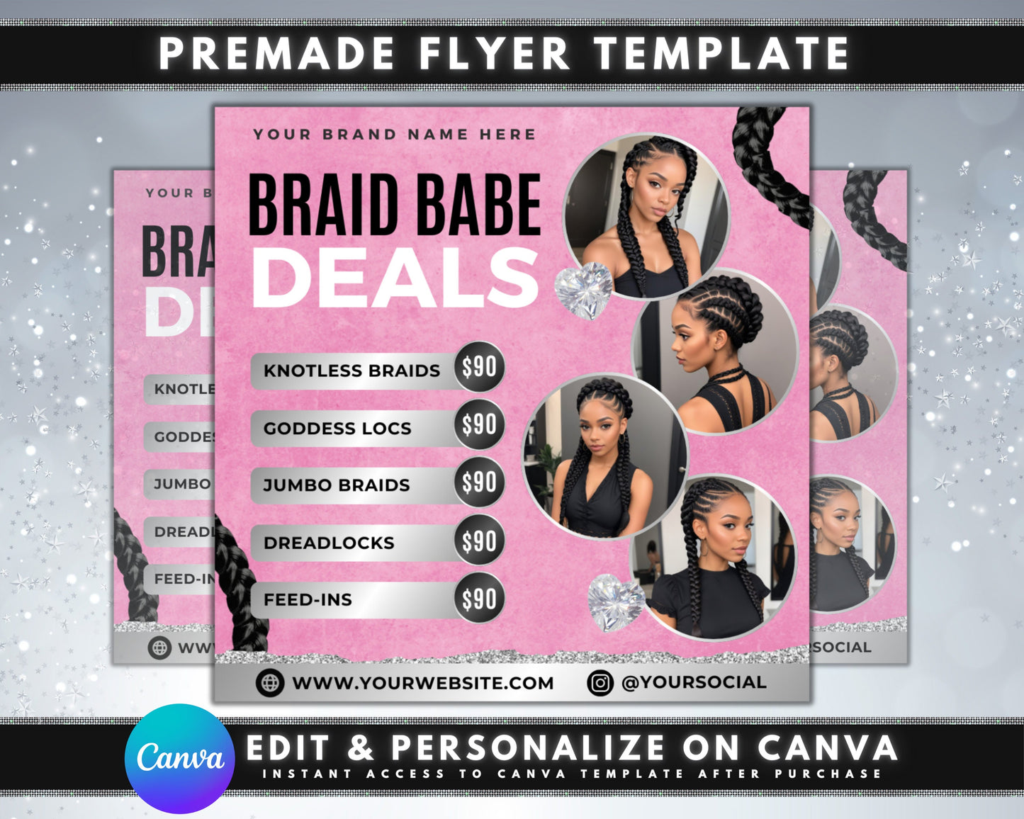 braids booking flyer braids specials beauty flyer template hair salon braids hairstyles spring styles box braids crochet braids cornrows senegalese twists faux locs braid extensions updos weaves hair care appointments recommended walk-ins welcome