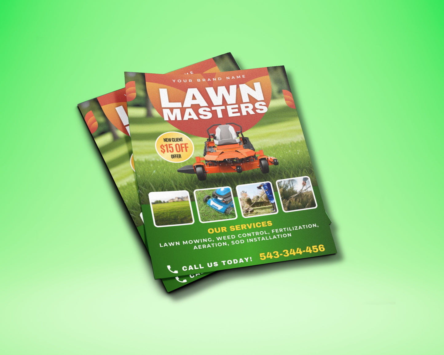 lawn care flyer lawn service flyer landscaping flyer yard service flyer lawn mowing edging trimming aeration seeding fertilization weed control spring/summer/fall cleanup leaf removal reliable service affordable prices free estimates