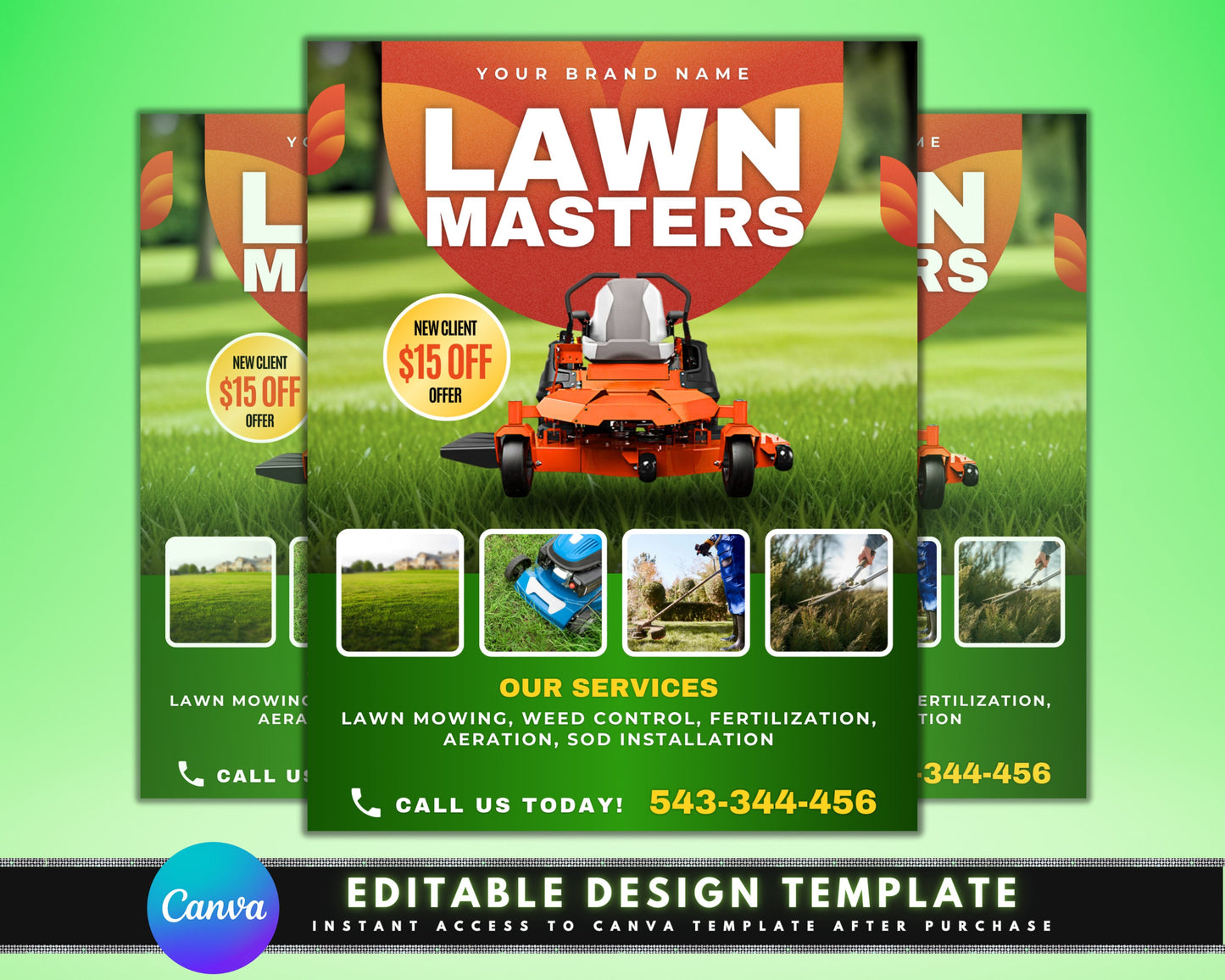 lawn care flyer lawn service flyer landscaping flyer yard service flyer lawn mowing edging trimming aeration seeding fertilization weed control spring/summer/fall cleanup leaf removal reliable service affordable prices free estimates