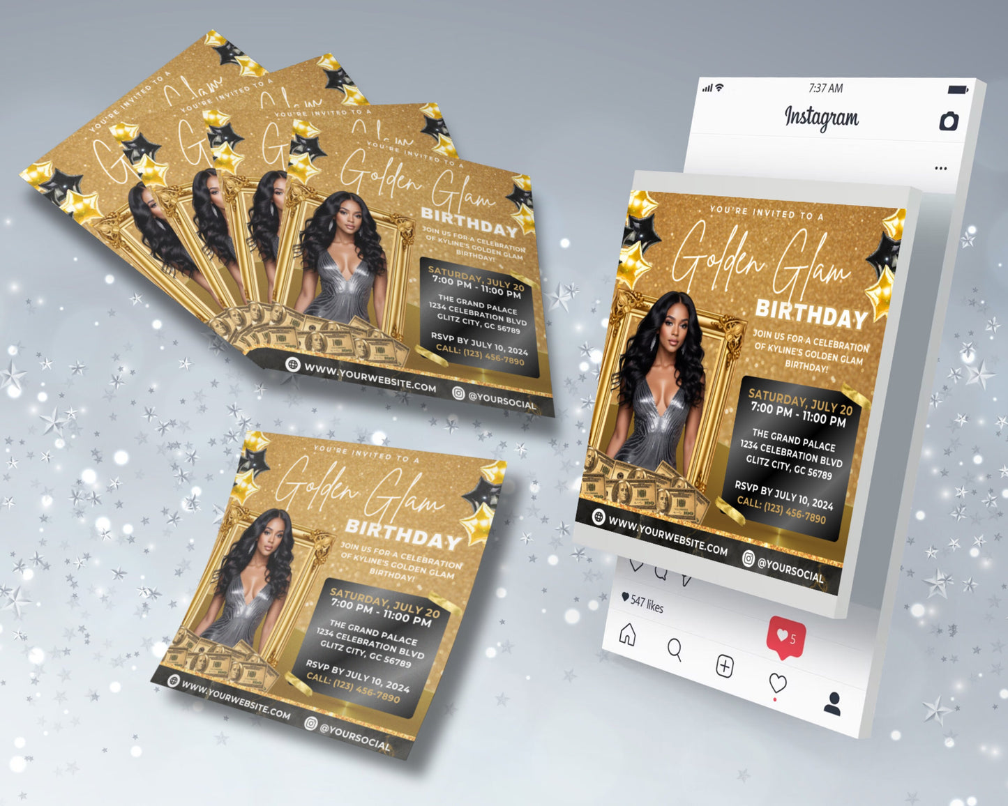 gold birthday party goddess birthday party invite elegant birthday party birthday party flyer printable flyer invitation template digital download gold birthday party flyer gold glitter birthday flyer metallic birthday flyer elegant birthday flyer