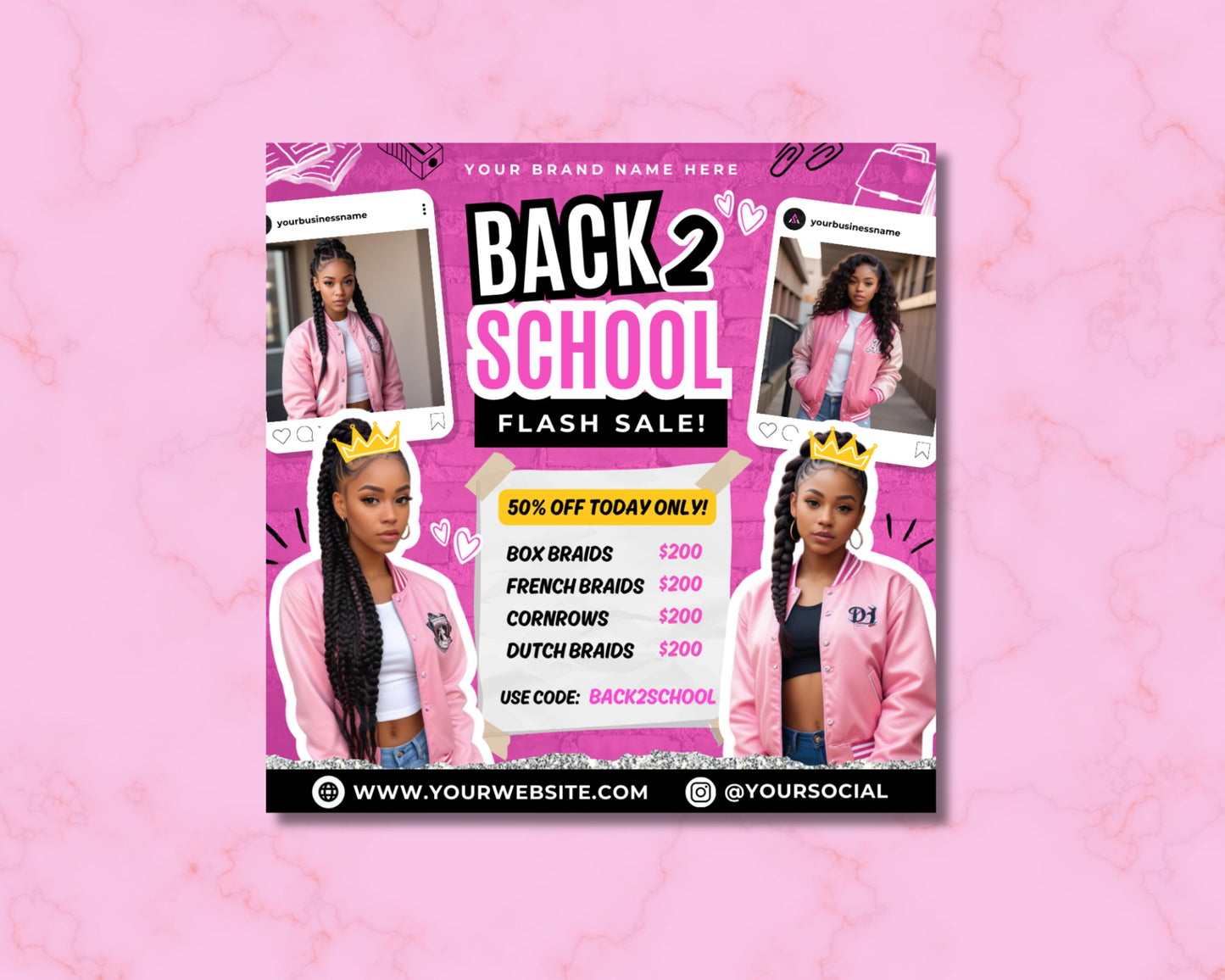 back to school sale braids hairstyles hair salon special offer discount cute styles long-lasting braids perfect for school save time in the morning easy care box braids cornrows french braids senegalese twists faux locs kids braids teens braids moms