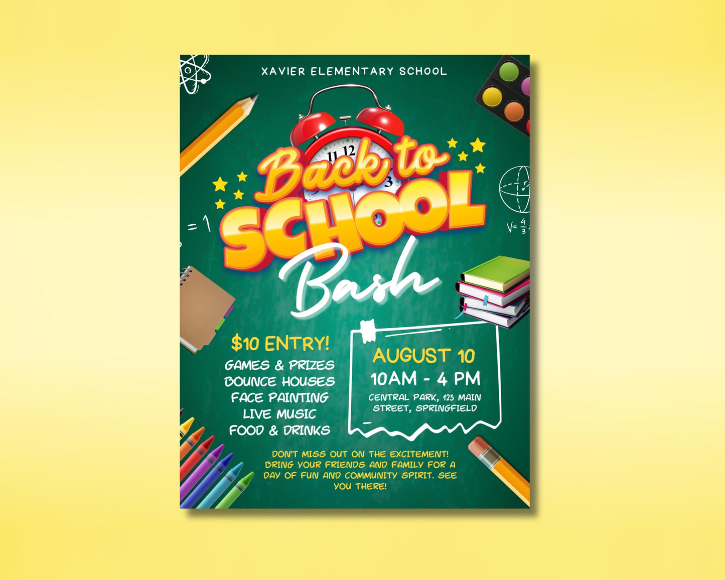 back to school bash community event family fun school supplies free food live music games raffle bounce house face painting backpack giveaway school readiness educational resources community neighborhood local businesses child-friendly school-themed